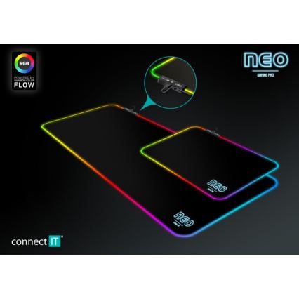CONNECT IT CMP-3100-LG - LED RGB Gaming tangentbord och musmatta 80x30 cm svart
