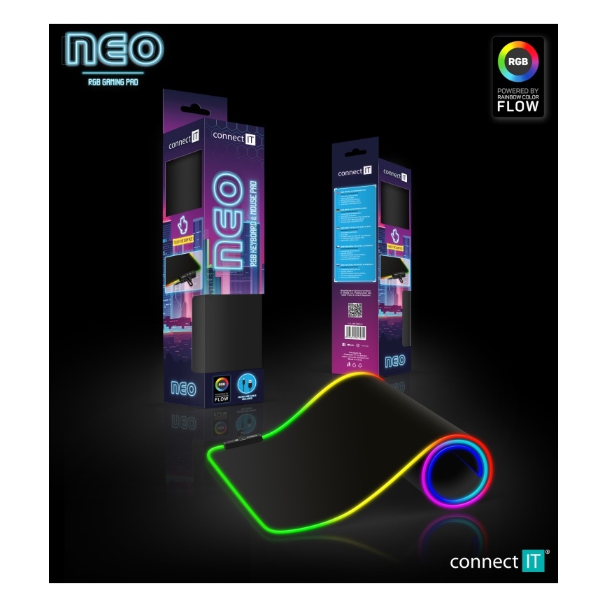 CONNECT IT CMP-3100-LG - LED RGB Gaming tangentbord och musmatta 80x30 cm svart