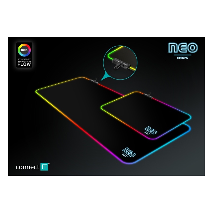 CONNECT IT CMP-3100-SM - LED RGB Spelmusmatta 32x24,5 cm svart
