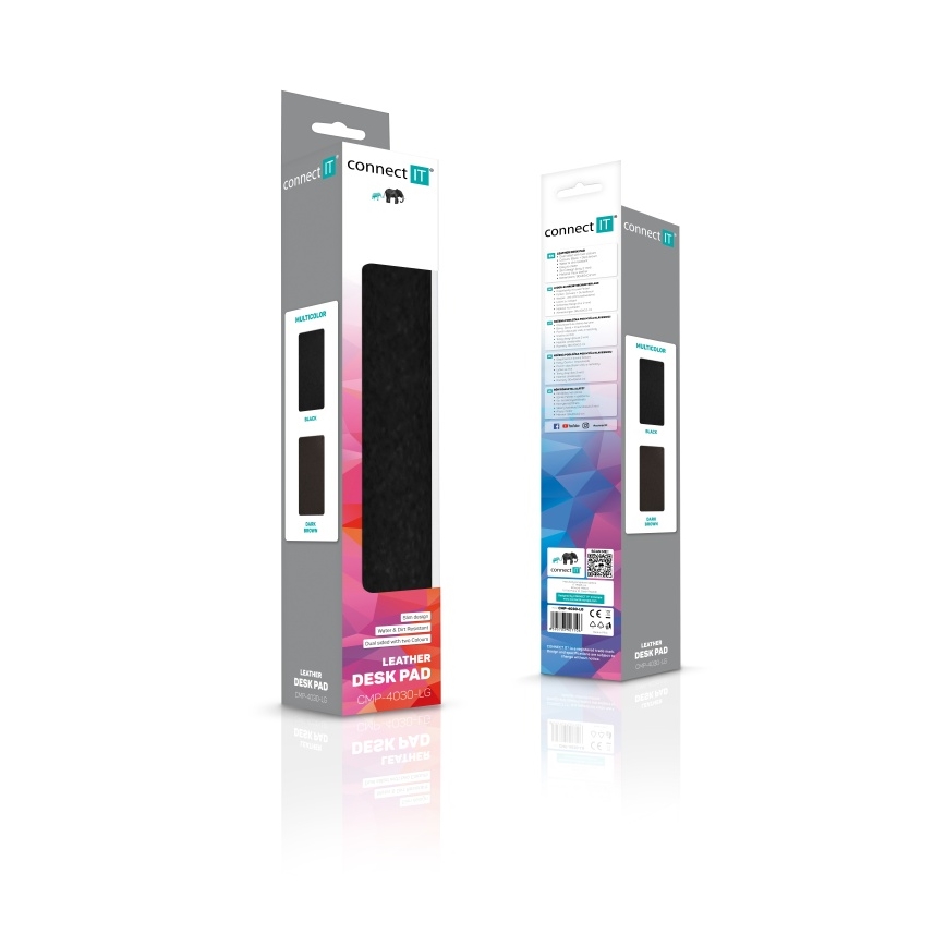 CONNECT IT CMP-4030-LG - Dubbelsidig mus- och tangentbordsmatta 90x40 cm svart/brun