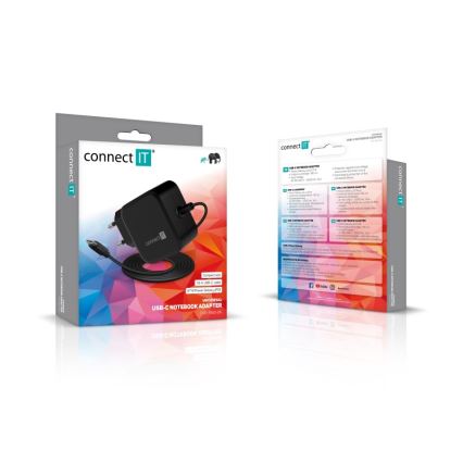 CONNECT IT CNP-1660-BK - Universell strömadapter för bärbara datorer USB-C 67W