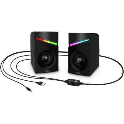 CONNECT IT CSP-1100-BK - KIT 2x LED RGB Gaming högtalare 6W/5V svart