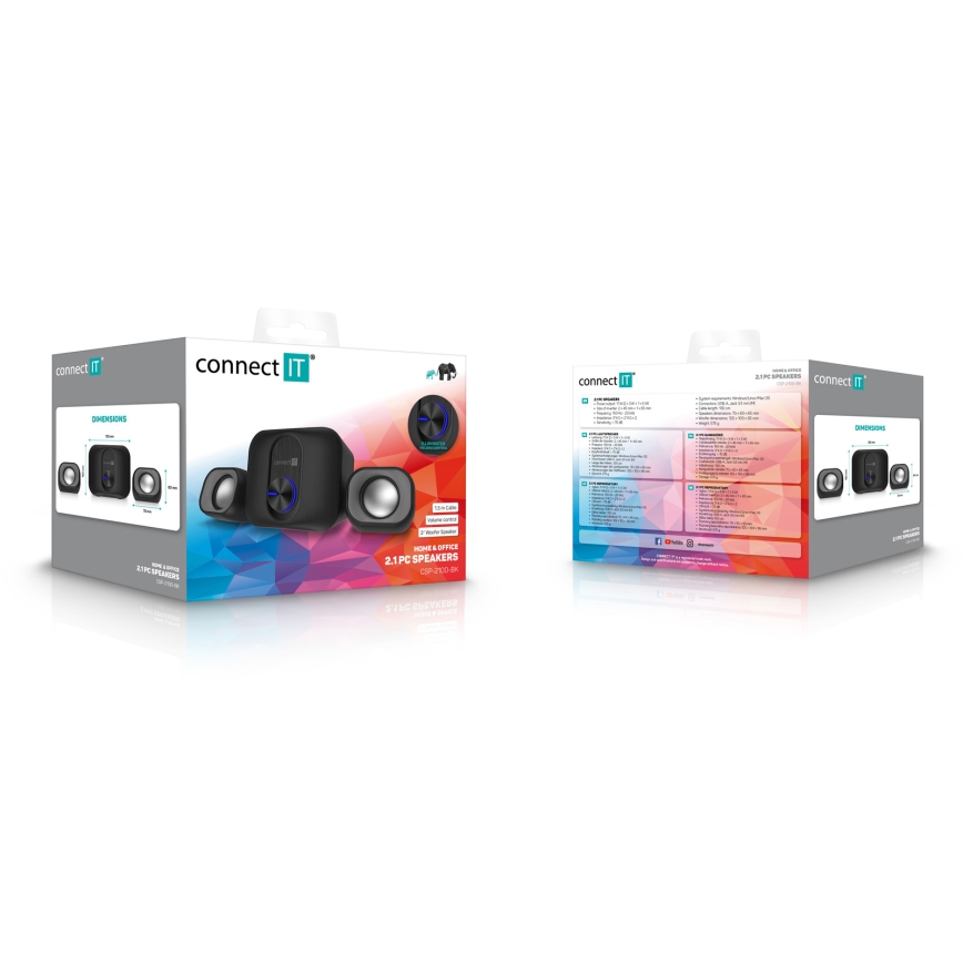 CONNECT IT CSP-2100-BK - LED Uppsättning högtalare med en subwoofer 11W/5V svart