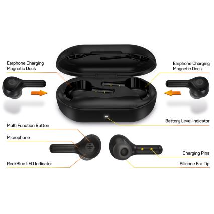 CONNECT IT HEP-5300-BK - Trådlösa hörlurar Med en mikrofon 300 mAh + 2x 35 mAh svart