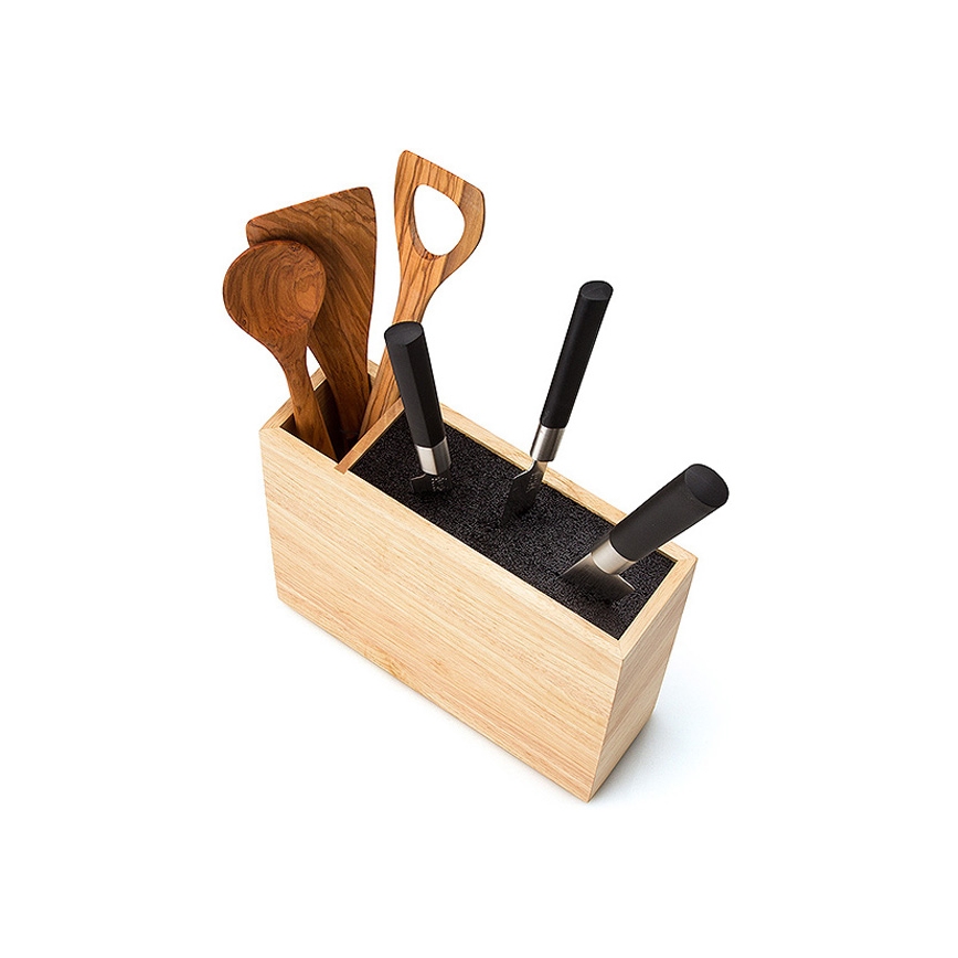 Continenta C3315 - Knivställ with a flexi insert and compartment 27,5x9x21,5 cm