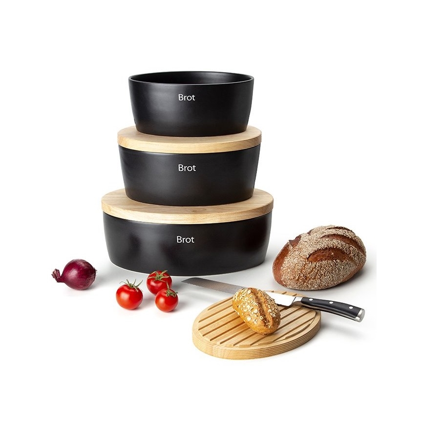 Continenta C3730 - Brödbehållare 13,5x30 cm svart/beige