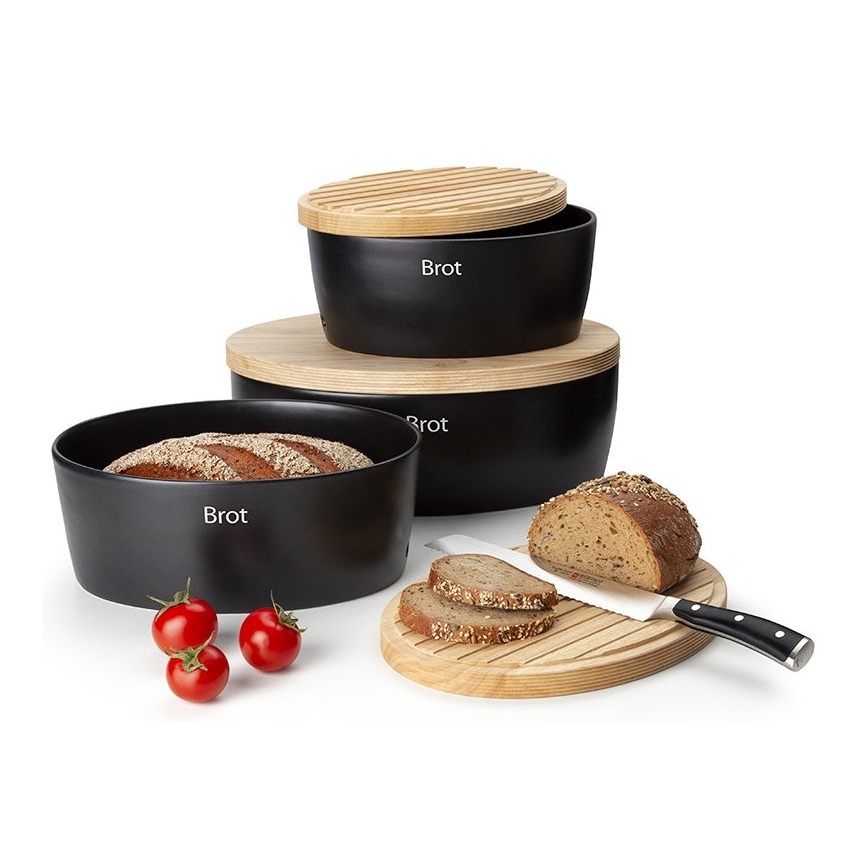 Continenta C3732 - Brödbehållare 13,5x36 cm svart/beige