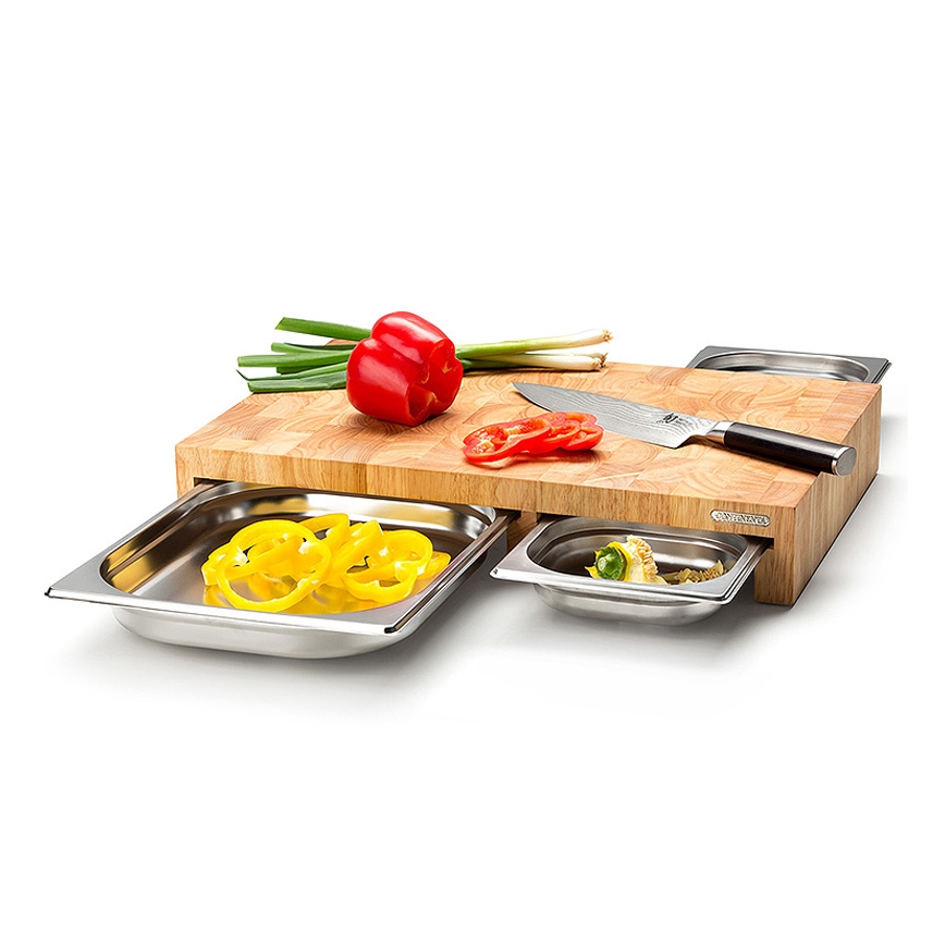 Continenta C4028 - SET 1x Kök skärbräda 50x32,5 cm + 3x skål gummi fig