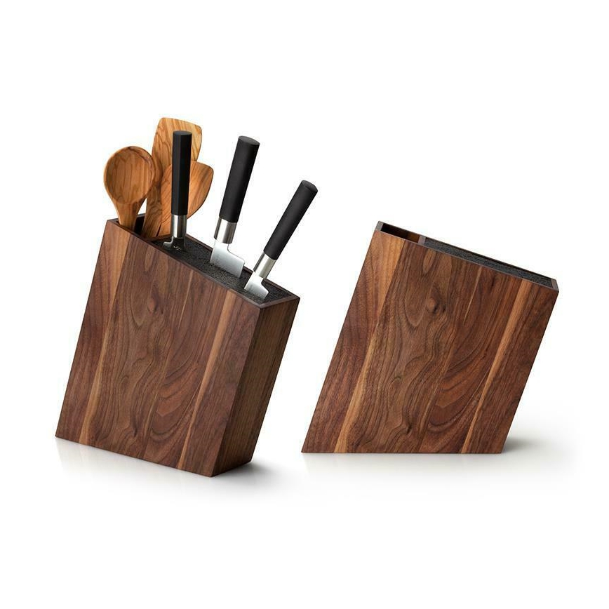 Continenta C4251- Knivställ with a flexi insert and compartment 31x8x24,5 cm valnöt