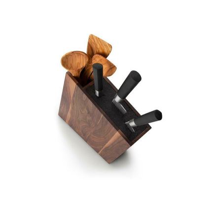 Continenta C4251- Knivställ with a flexi insert and compartment 31x8x24,5 cm valnöt