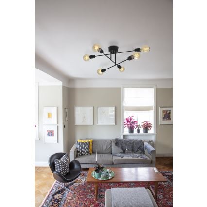 Cottex - Påbyggd taklampa BATON 6xE27/60W/230V svart