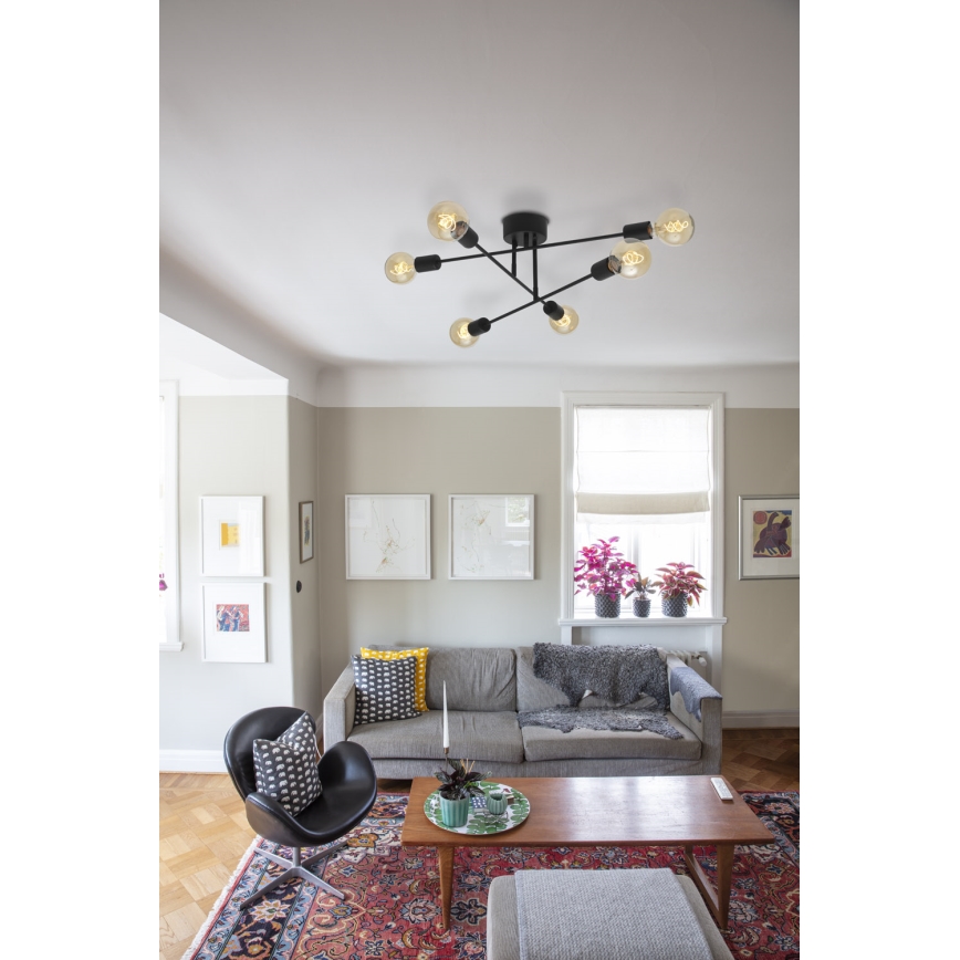 Cottex - Påbyggd taklampa BATON 6xE27/60W/230V svart