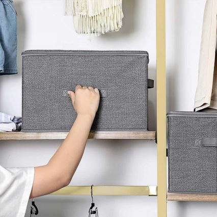 CURAN förvaringsbox med dragkedja, 3-pack, grå