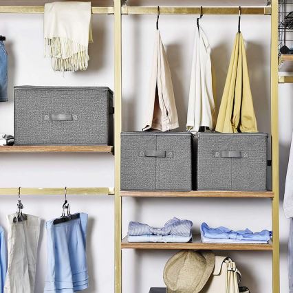 CURAN förvaringsbox med dragkedja, 3-pack, grå