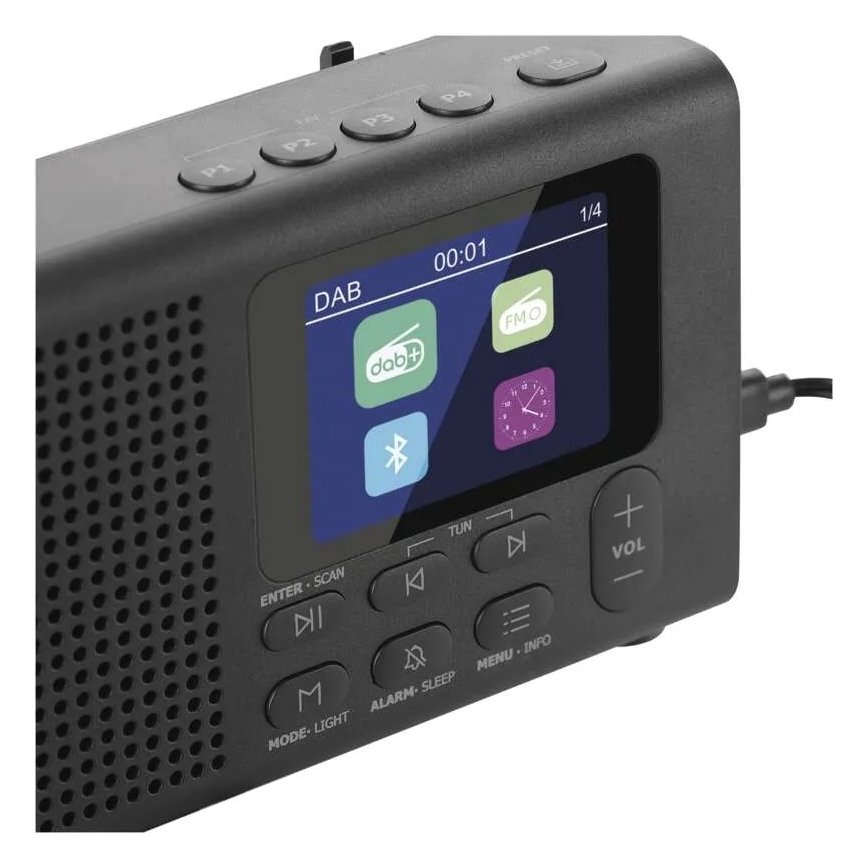 DAB DAB+ FM-radio 3W/5V/4xAA svart