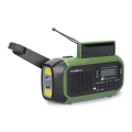 DAB+/FM-vevradio med solcellspanel och LED-ficklampa 5V/2500 mAh grön/svart