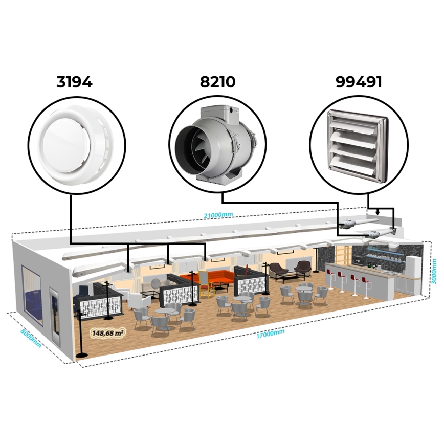 Dalap 8210 - Axiell fläkt AP PROFI 150 50W/230V