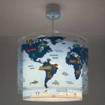 Dalber 40672 - Barnlampa WORLD 1xE27/15W/230V blå
