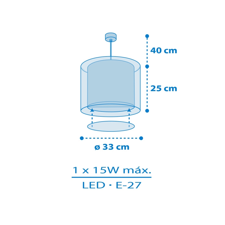 Dalber 40672 - Barnlampa WORLD 1xE27/15W/230V blå