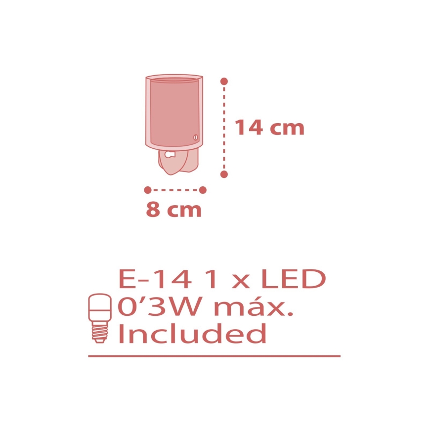 Dalber 41005S - LED-nattlampa för vägguttag DOTS 1xE14/0,5W/230V