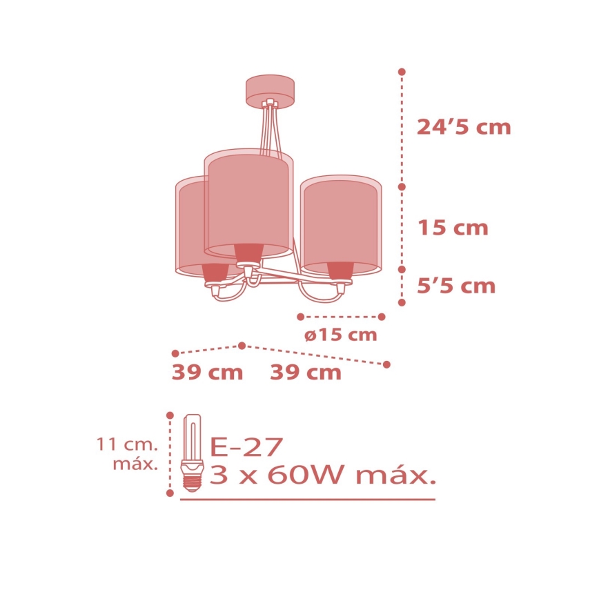 Dalber 41007S - Ljuskrona Barn DOTS 3xE27/60W/230V