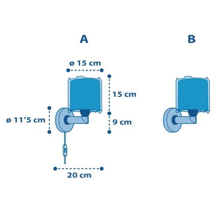 Dalber 41349 - Vägglampa för barn PLANETS 1xE27/15W/230V