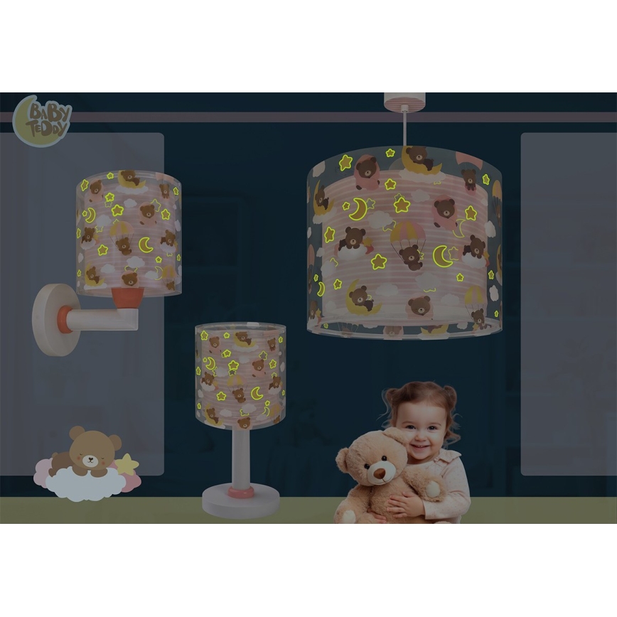 Dalber 41572S - Taklampa för barn BABY TEDDY 1xE27/15W/230V rosa
