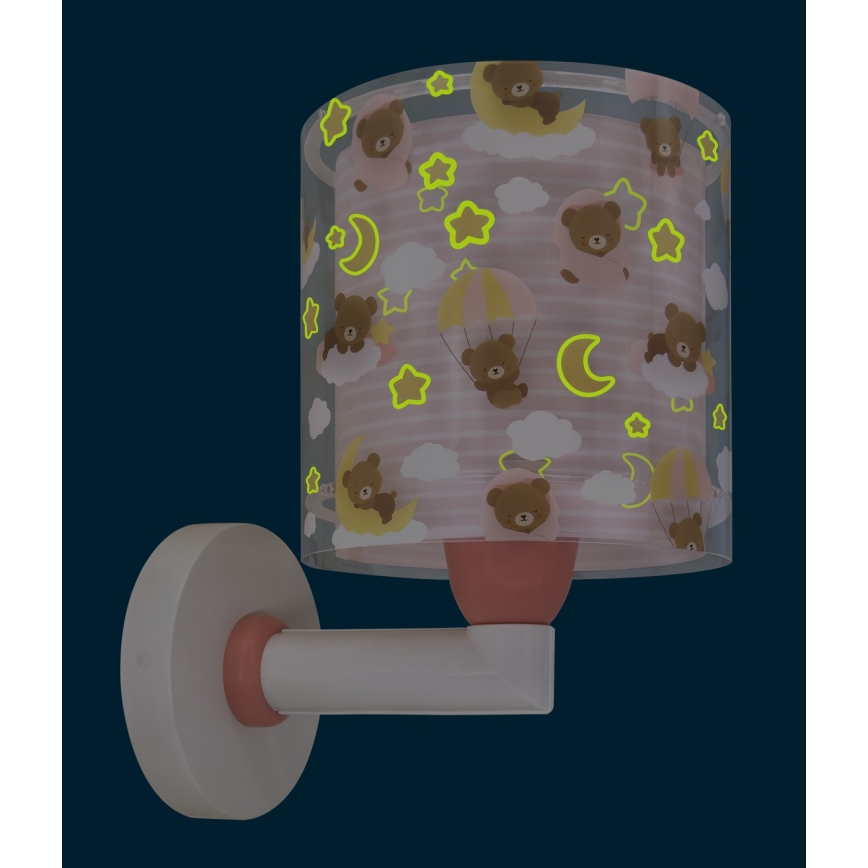 Dalber 41579S - Barns vägglampa BABY TEDDY 1xE27/15W/230V rosa