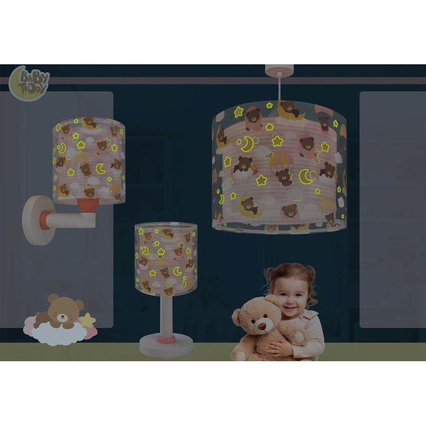 Dalber 41579S - Barns vägglampa BABY TEDDY 1xE27/15W/230V rosa