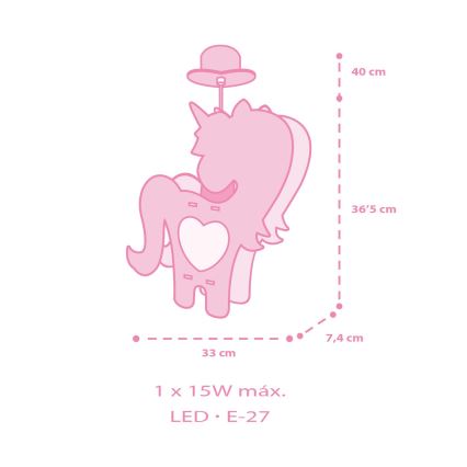 Dalber 41597 - Ljuskrona för barn UNICORN 1xE27/15W/230V