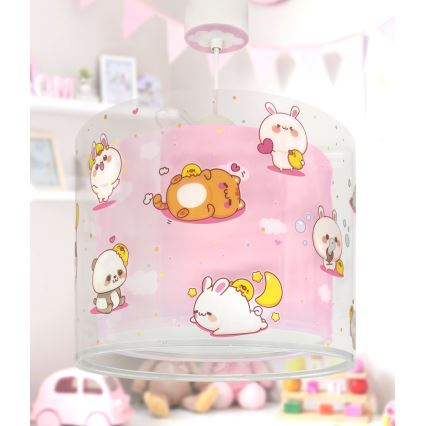 Dalber 41762S - Taklampa för barn KAWAII FRIENDS 1xE27/15W/230V rosa