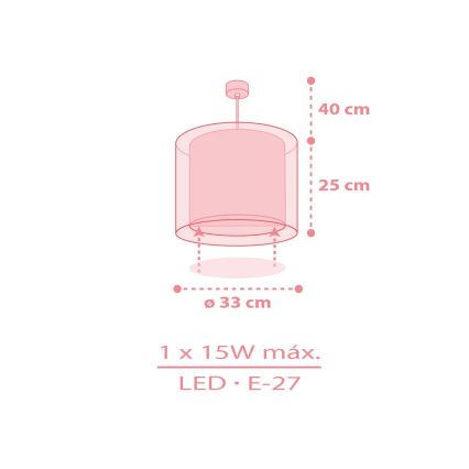 Dalber 41762S - Taklampa för barn KAWAII FRIENDS 1xE27/15W/230V rosa
