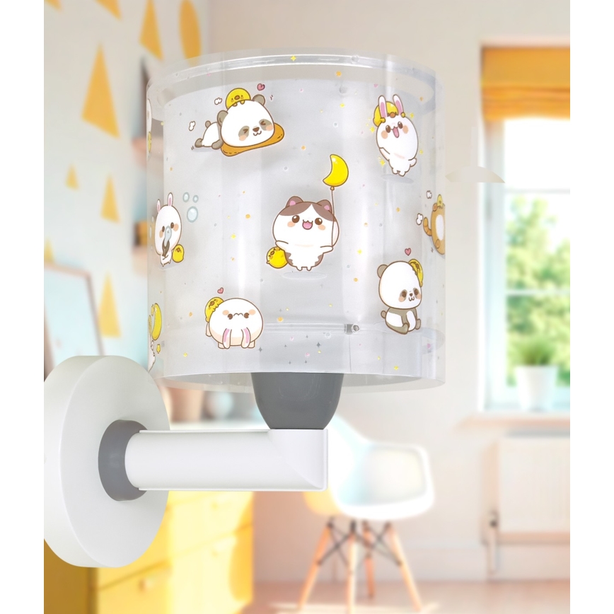 Dalber 41769E - Barnvägglampa KAWAII FRIENDS 1xE27/15W/230V grå