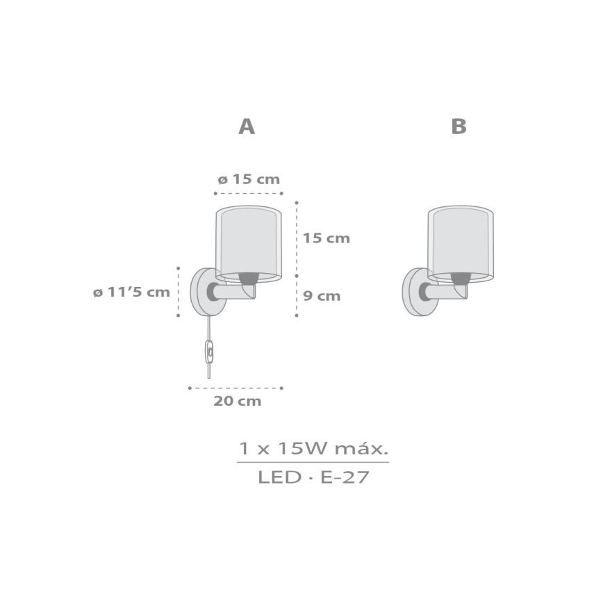 Dalber 41769E - Barnvägglampa KAWAII FRIENDS 1xE27/15W/230V grå