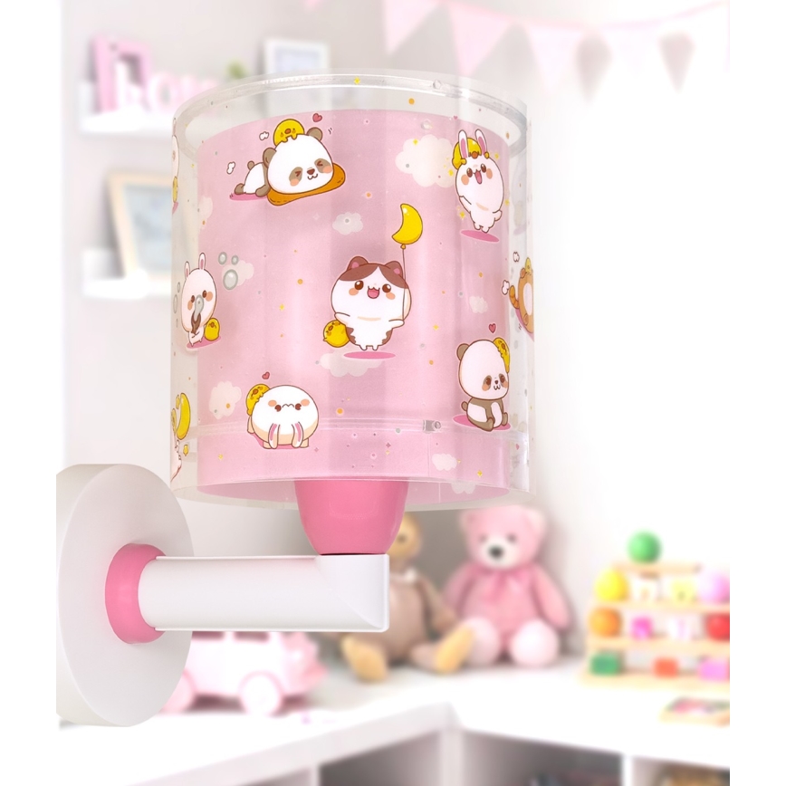 Dalber 41769S - Vägglampa för barn KAWAII FRIENDS 1xE27/15W/230V rosa