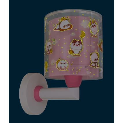 Dalber 41769S - Vägglampa för barn KAWAII FRIENDS 1xE27/15W/230V rosa