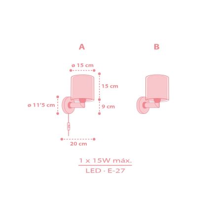 Dalber 41769S - Vägglampa för barn KAWAII FRIENDS 1xE27/15W/230V rosa
