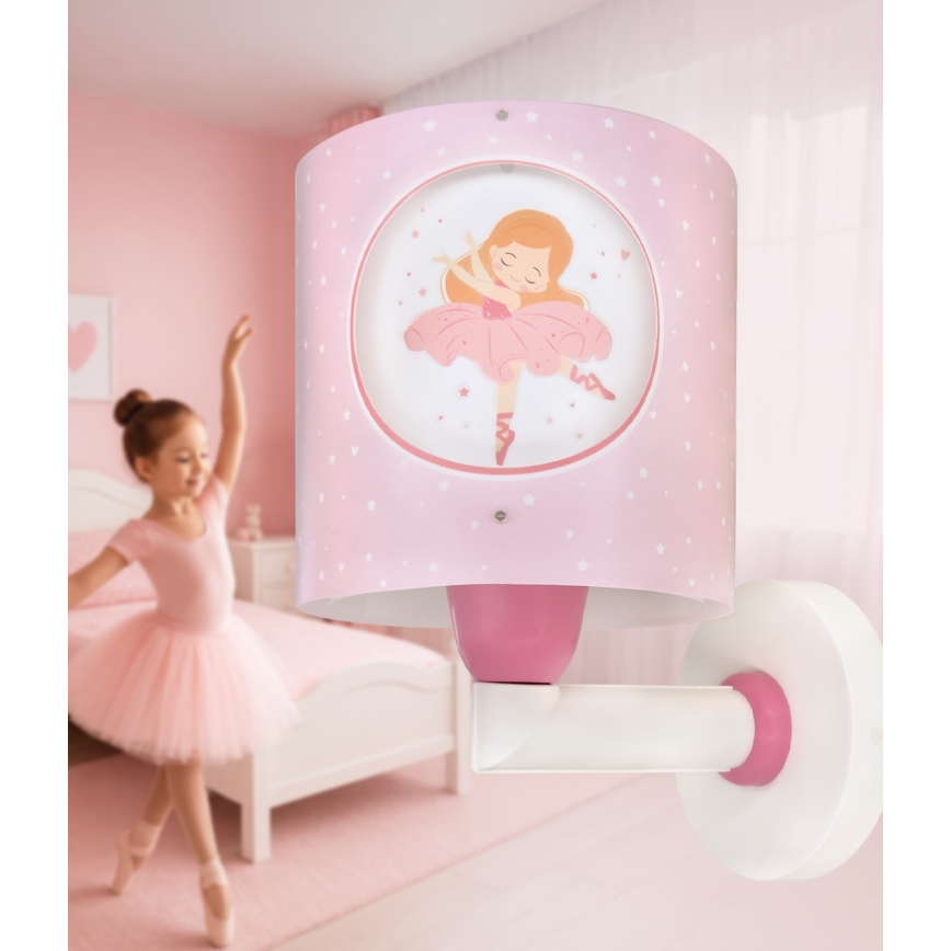 Dalber 60919 - Barnvägglampa PRINCESS DANCE 1xE27/15W/230V rosa