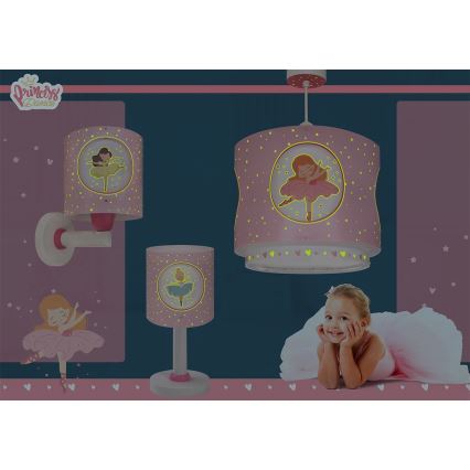 Dalber 60919 - Barnvägglampa PRINCESS DANCE 1xE27/15W/230V rosa
