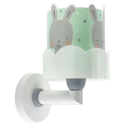 Dalber 61159H - Vägglampa för barn  BUNNY 1xE27/60W/230V grön