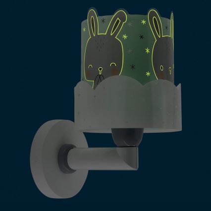 Dalber 61159H - Vägglampa för barn  BUNNY 1xE27/60W/230V grön