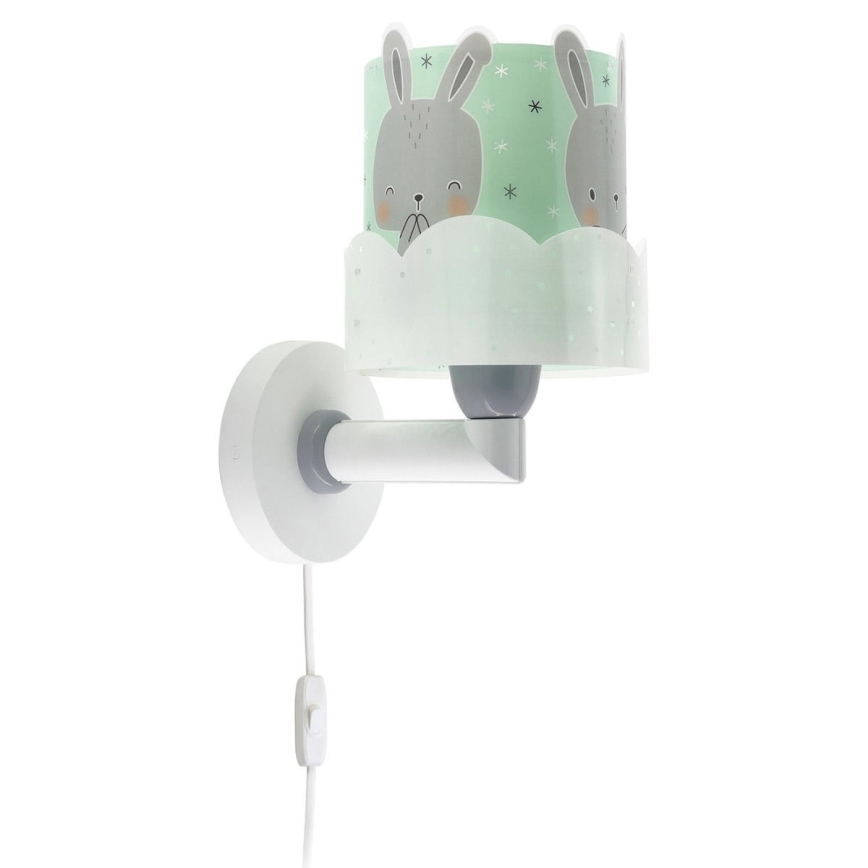 Dalber 61159H - Vägglampa för barn  BUNNY 1xE27/60W/230V grön