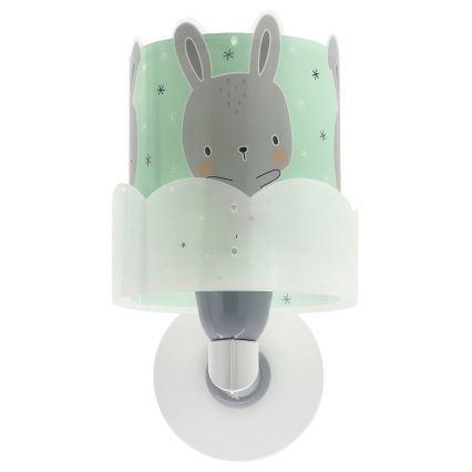 Dalber 61159H - Vägglampa för barn  BUNNY 1xE27/60W/230V grön