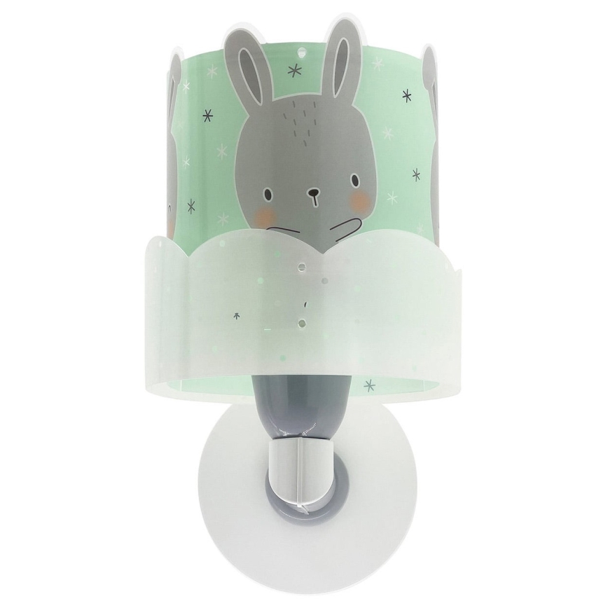 Dalber 61159H - Vägglampa för barn  BUNNY 1xE27/60W/230V grön