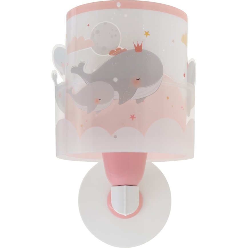 Dalber 61179S - Väggbelysning för barn WHALE DREAMS 1xE27/15W/230V rosa