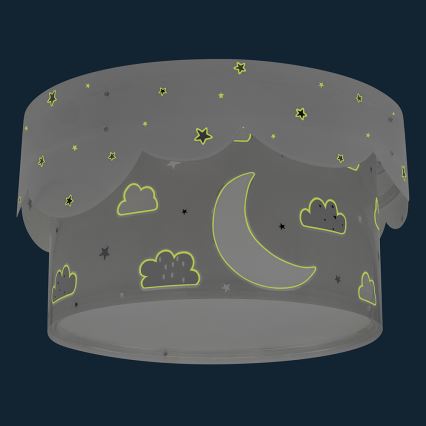 Dalber 61236E - Takbelysning för barn MOON 2xE27/60W/230V grå