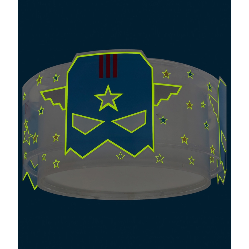 Dalber 61816 - Takbelysning för barn BLÅ HERO 2xE27/15W/230V