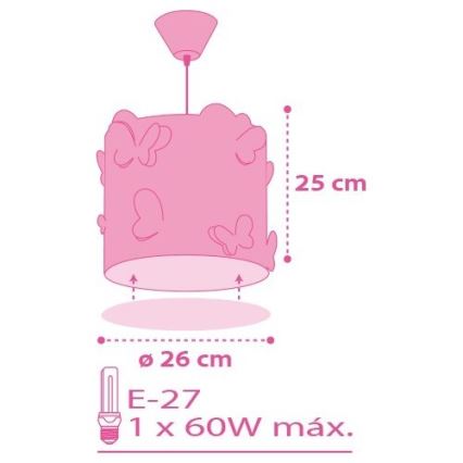 Dalber 62142 - Ljuskrona Barn BUTTERFLY 1xE27/60W/230V