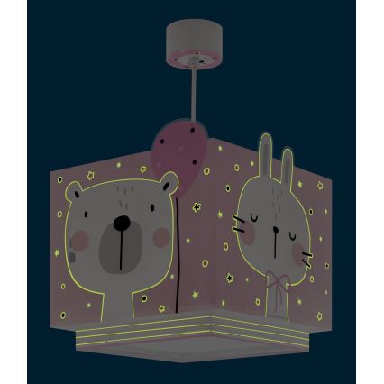 Dalber 63112S - Takkrona för barn  JUNGLE 1xE27/15W/230V rosa 