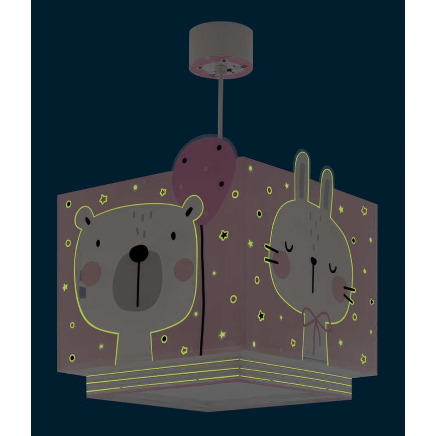 Dalber 63112S - Takkrona för barn  JUNGLE 1xE27/15W/230V rosa 